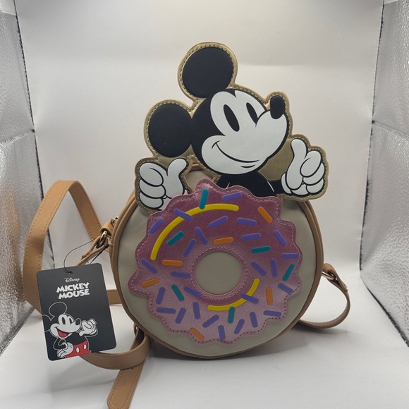 🍩🐭 NWT Disney Mickey Mouse Donut Shoulder Bag – Adorable 🐭🍩 - Picture 1 of 6